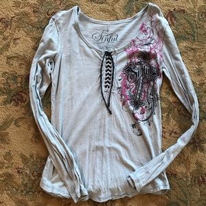Affliction Sinful long sleeve t shirt with bling